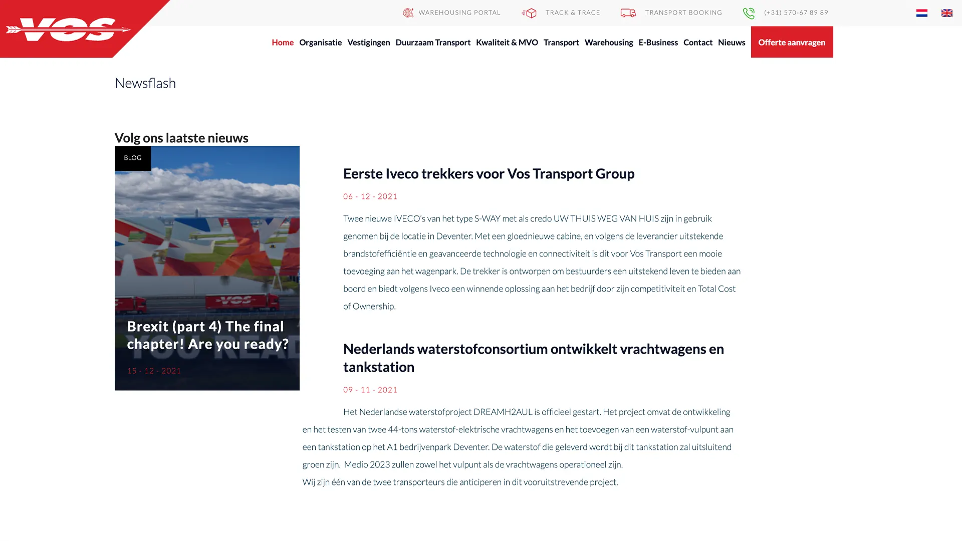 Website VOS Transport