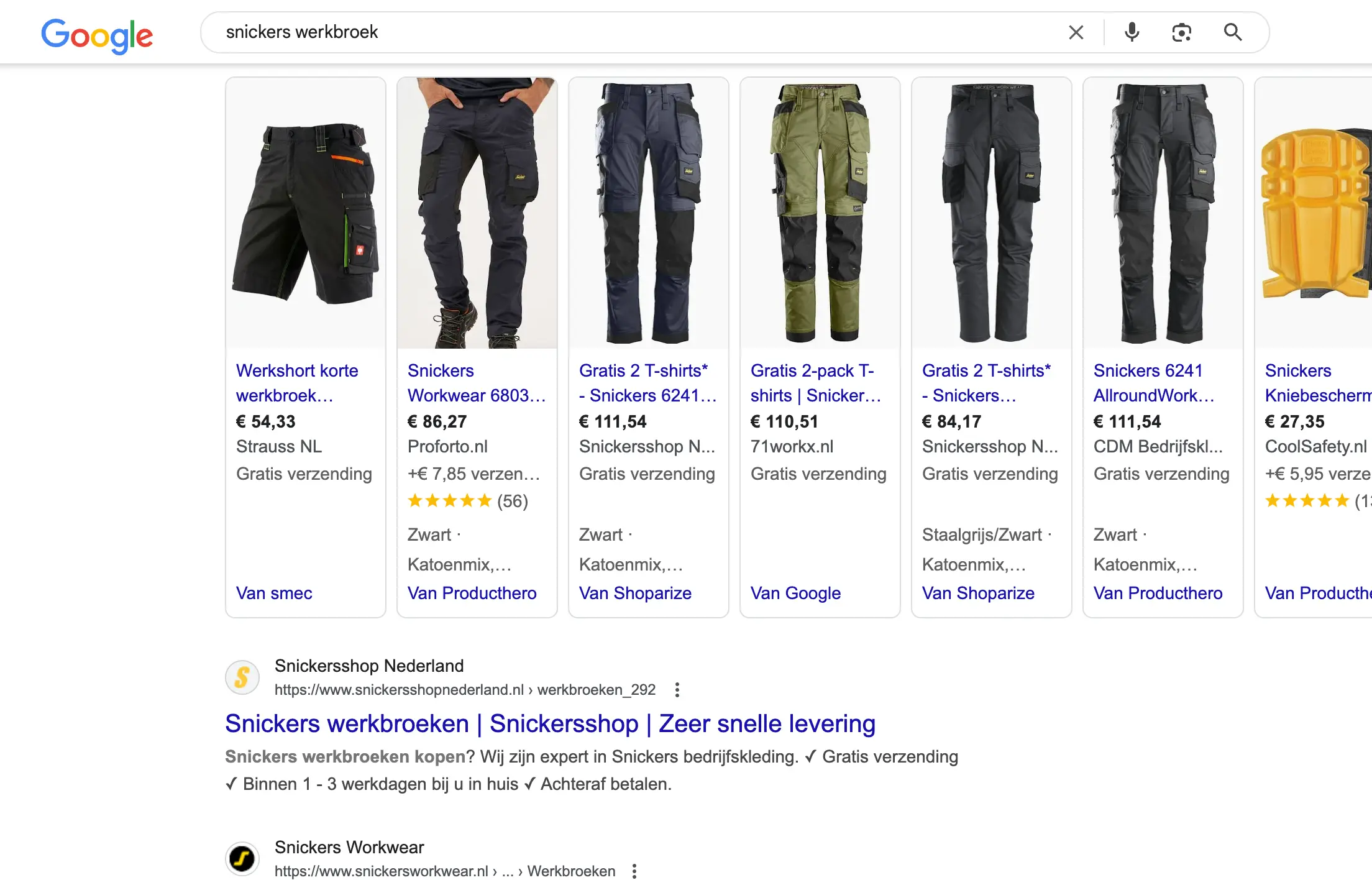 Snickers Werkbroek In Google