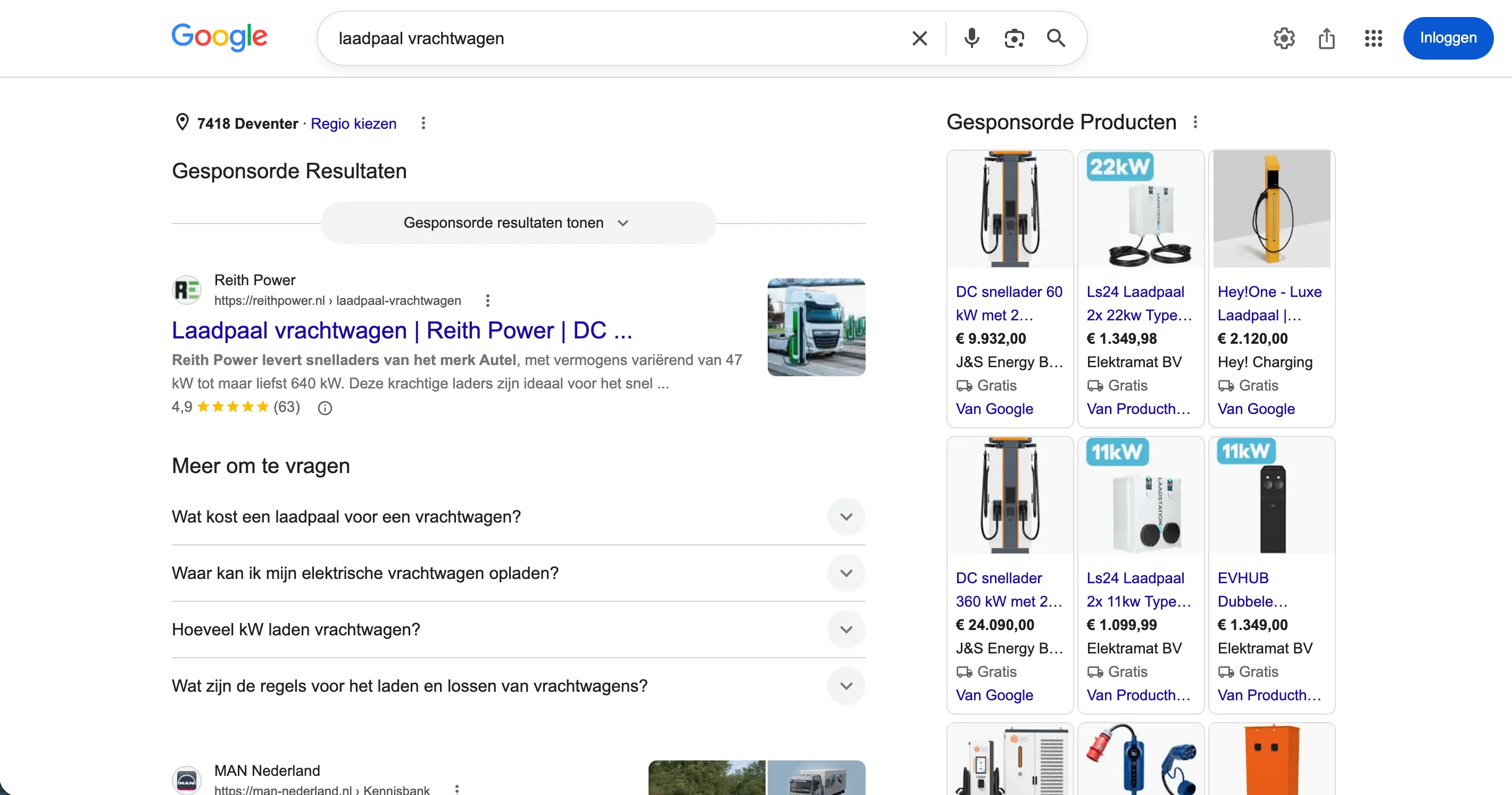 Laadpaal Vrachtwagen Reith