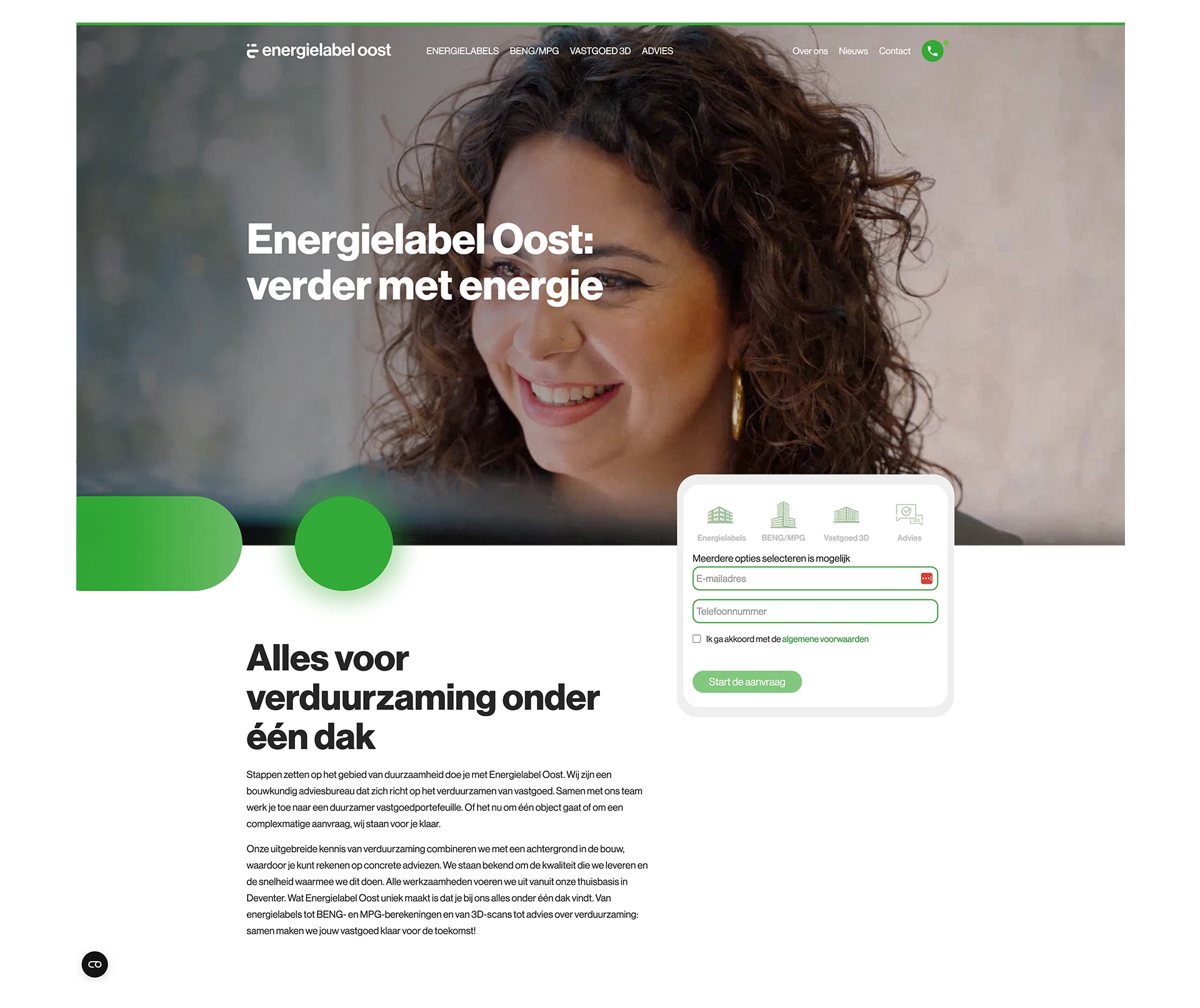 Case Energielabel Oost Homepage Website